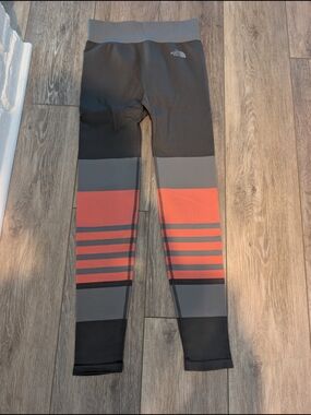 The North Face Women's Gray & Coral Striped Performance Leggings